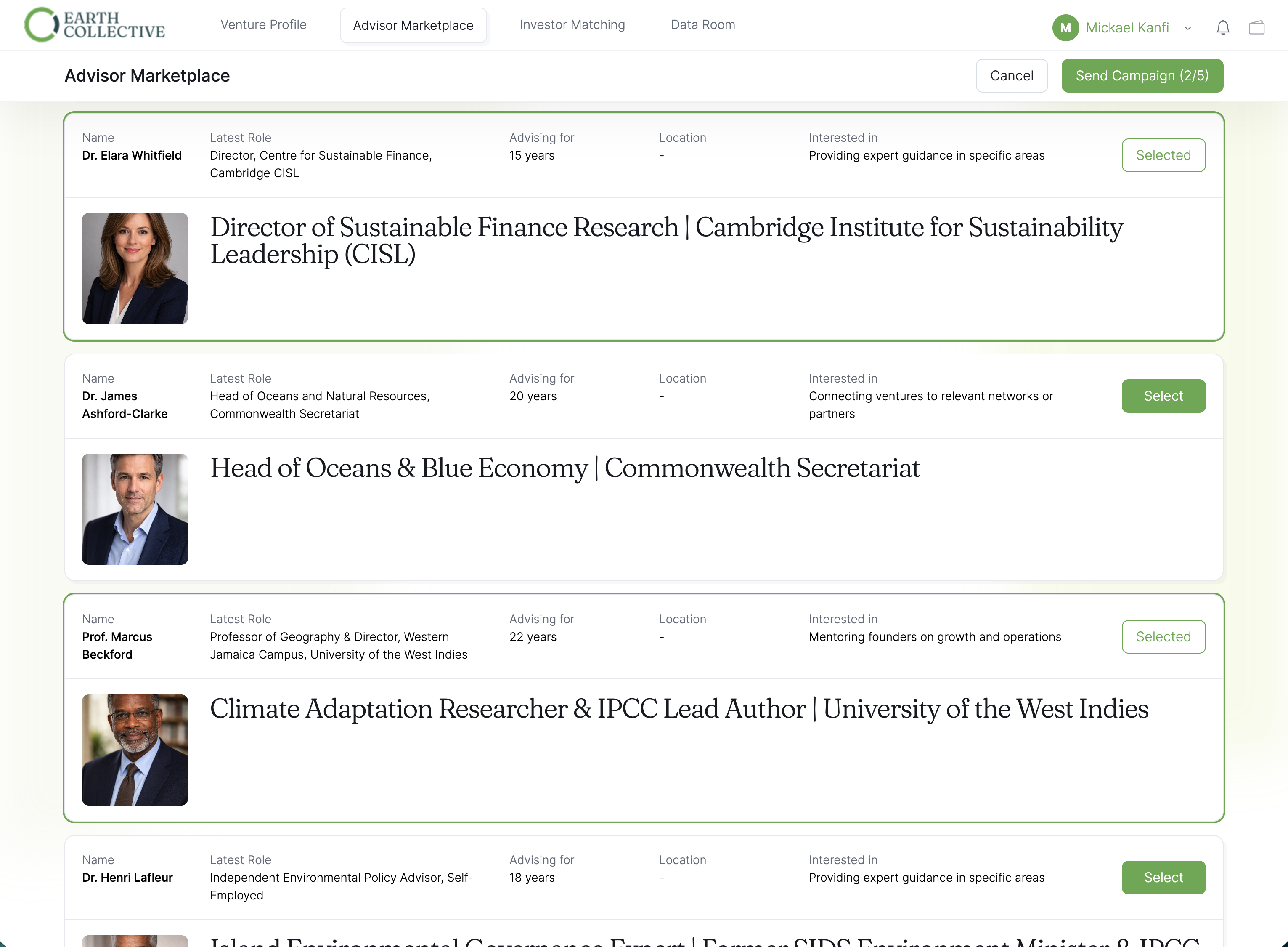 Get feedback from advisors