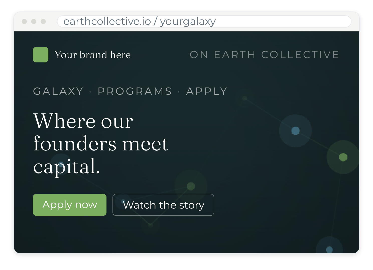 Example of a partner-branded galaxy on Earth Collective