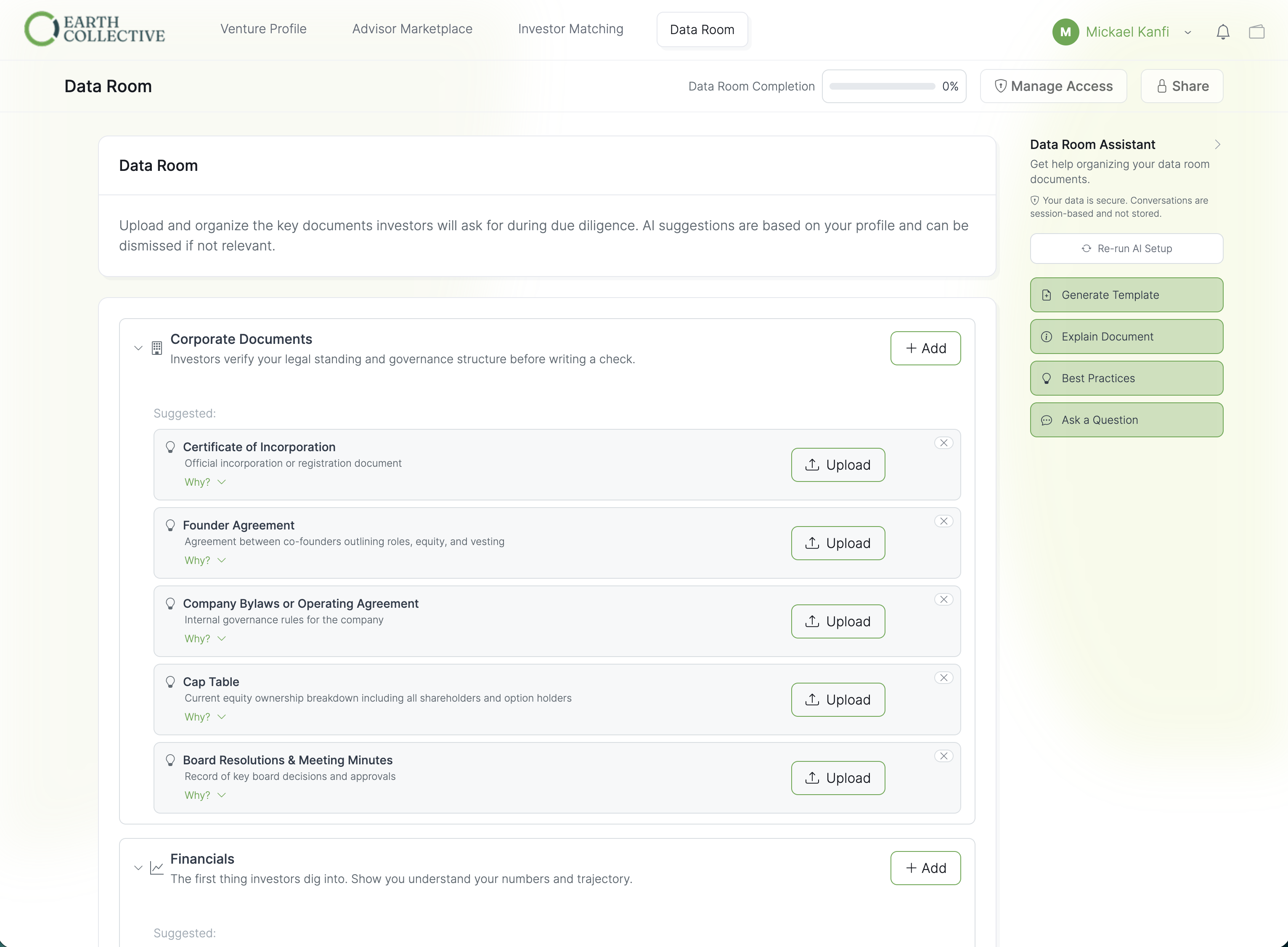 Manage your data room